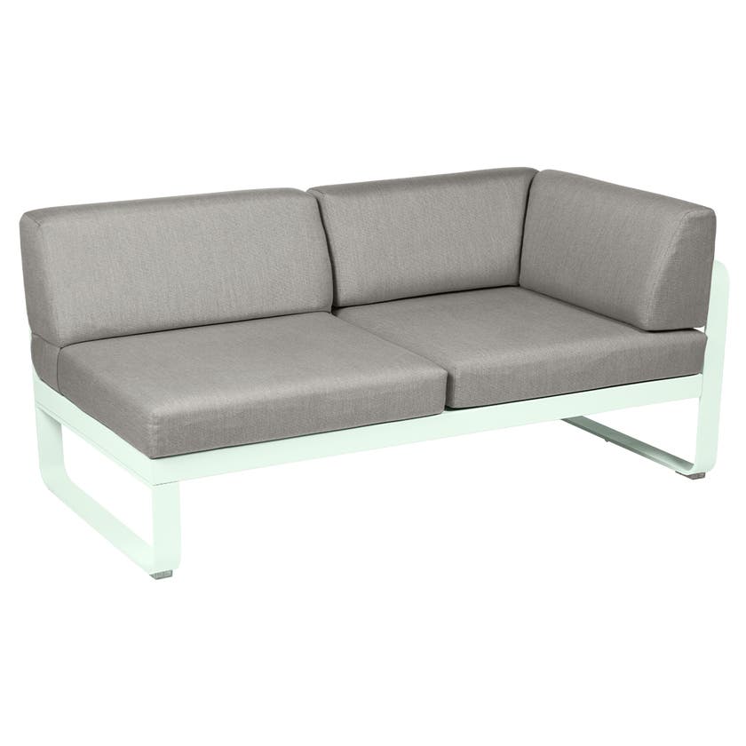 Module d'angle droit 2 places BELLEVIE de Fermob, Menthe glaciale, Coussin Taupe grisé Module d'angle droit 2 places BELLEVIE de Fermob, Menthe glaciale, Coussin Taupe grisé