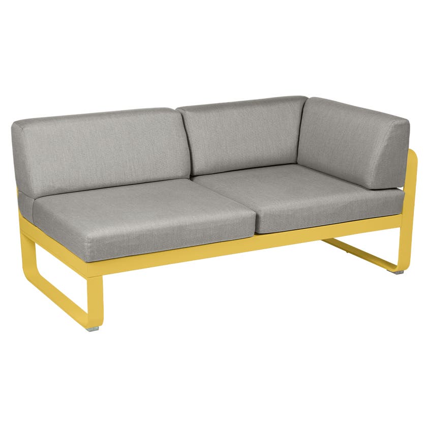 Module d'angle droit 2 places BELLEVIE de Fermob, Miel, Coussin Taupe grisé Module d'angle droit 2 places BELLEVIE de Fermob, Miel, Coussin Taupe grisé