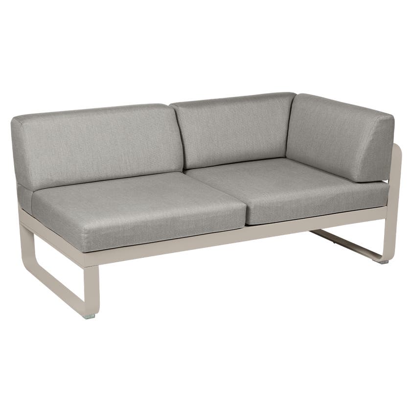 Module d'angle droit 2 places BELLEVIE de Fermob, Muscade, Coussin Taupe grisé Module d'angle droit 2 places BELLEVIE de Fermob, Muscade, Coussin Taupe grisé