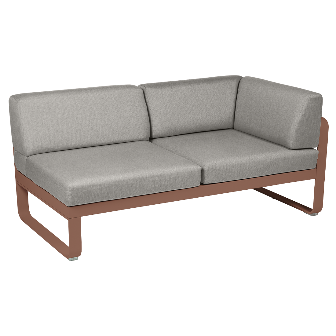 Module d'angle droit 2 places BELLEVIE, Ocre rouge, Coussin Taupe grisé