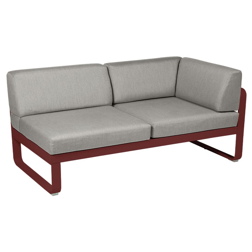 Module d'angle droit 2 places BELLEVIE de Fermob, Piment, Coussin Taupe grisé Module d'angle droit 2 places BELLEVIE de Fermob, Piment, Coussin Taupe grisé