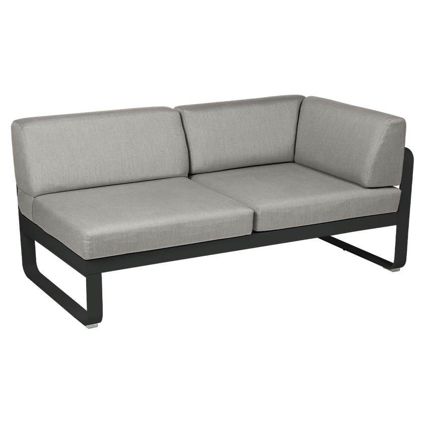 Module d'angle droit 2 places BELLEVIE de Fermob, Réglisse, Coussin Taupe grisé Module d'angle droit 2 places BELLEVIE de Fermob, Réglisse, Coussin Taupe grisé