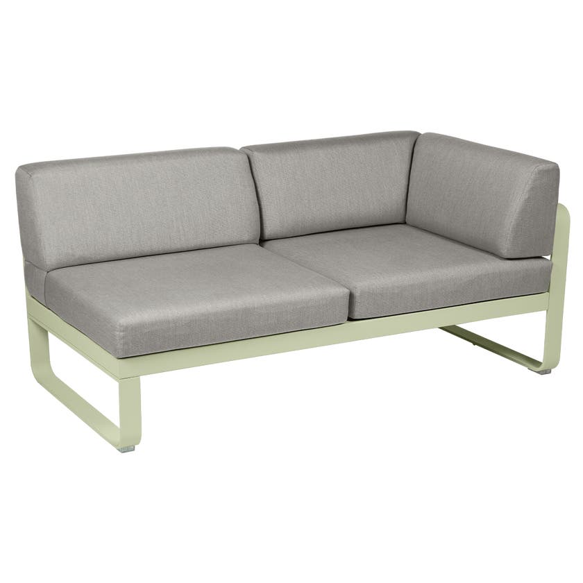 Module d'angle droit 2 places BELLEVIE de Fermob, Tilleul, Coussin Taupe grisé Module d'angle droit 2 places BELLEVIE de Fermob, Tilleul, Coussin Taupe grisé