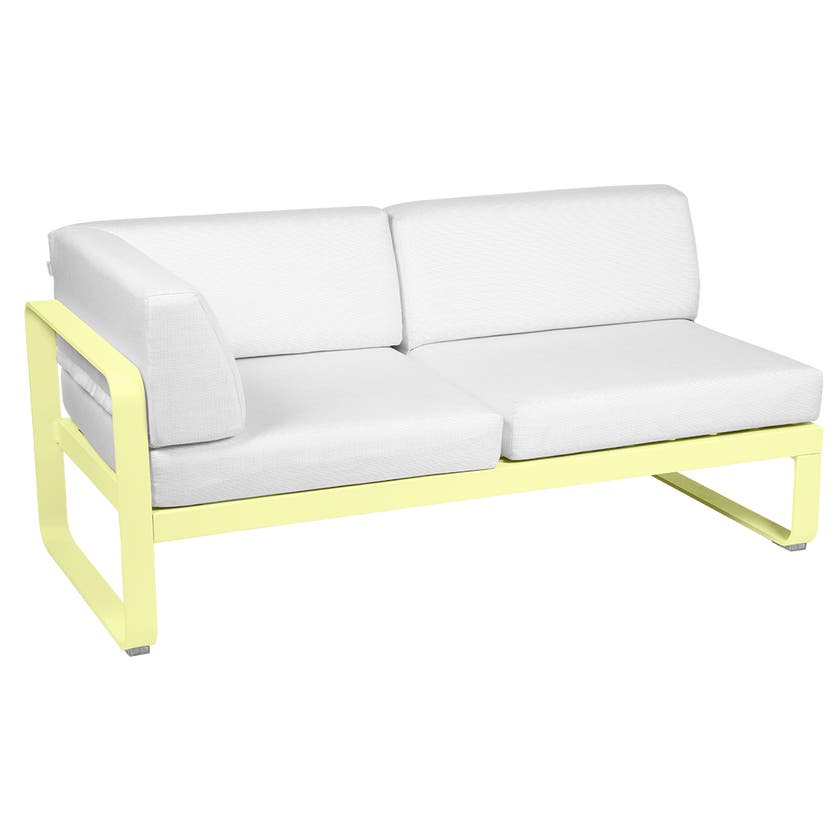 Module d'angle gauche 2 places BELLEVIE de Fermob, Citron givré, Coussin Blanc grisé Module d'angle gauche 2 places BELLEVIE de Fermob, Citron givré, Coussin Blanc grisé
