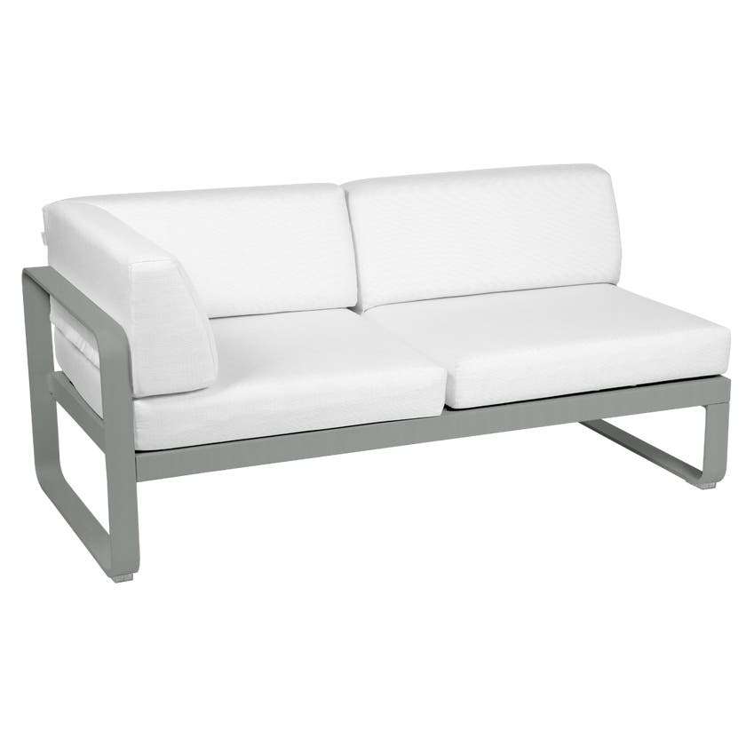 Module d'angle gauche 2 places BELLEVIE de Fermob, Gris lapilli, Coussin Blanc grisé Module d'angle gauche 2 places BELLEVIE de Fermob, Gris lapilli, Coussin Blanc grisé