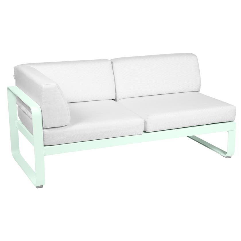 Module d'angle gauche 2 places BELLEVIE de Fermob, Menthe glaciale, Coussin Blanc grisé Module d'angle gauche 2 places BELLEVIE de Fermob, Menthe glaciale, Coussin Blanc grisé