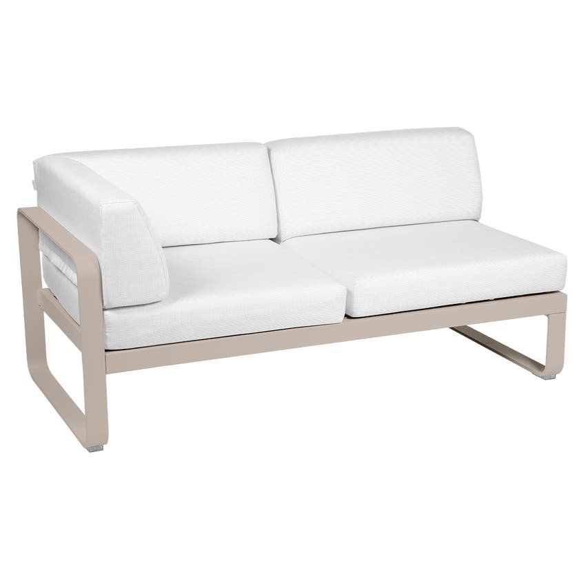 Module d'angle gauche 2 places BELLEVIE de Fermob, Muscade, Coussin Blanc grisé Module d'angle gauche 2 places BELLEVIE de Fermob, Muscade, Coussin Blanc grisé