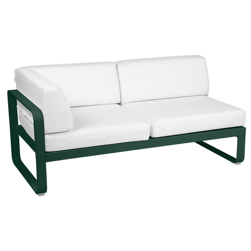 Module d'angle gauche 2 places BELLEVIE de Fermob, Vert cèdre, Coussin Blanc grisé Module d'angle gauche 2 places BELLEVIE de Fermob, Vert cèdre, Coussin Blanc grisé
