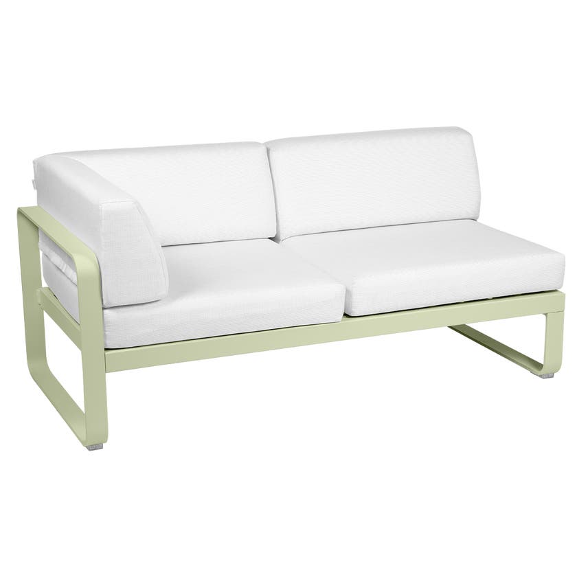 Module d'angle gauche 2 places BELLEVIE de Fermob, Tilleul, Coussin Blanc grisé Module d'angle gauche 2 places BELLEVIE de Fermob, Tilleul, Coussin Blanc grisé