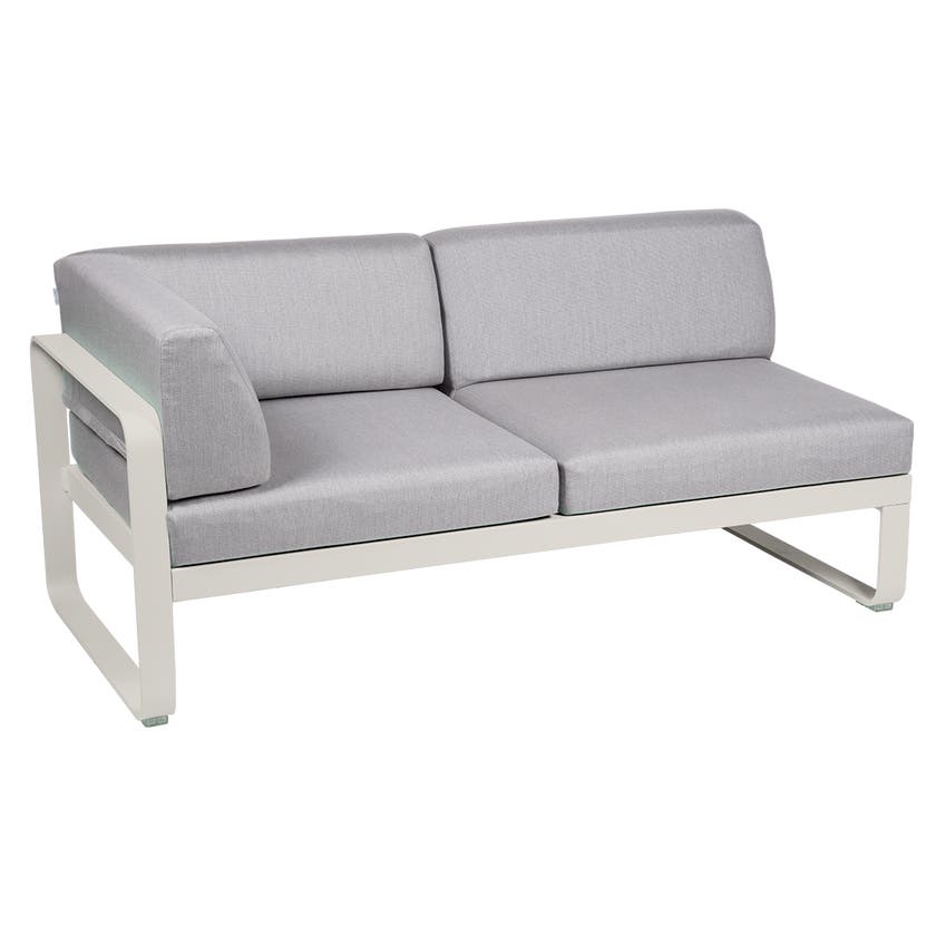 Module d'angle gauche 2 places BELLEVIE de Fermob, Gris argile, Coussin Gris flanelle Module d'angle gauche 2 places BELLEVIE de Fermob, Gris argile, Coussin Gris flanelle