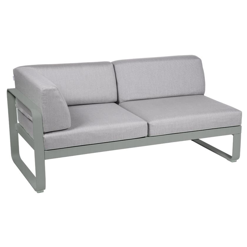 Module d'angle gauche 2 places BELLEVIE de Fermob, Gris lapilli, Coussin Gris flanelle Module d'angle gauche 2 places BELLEVIE de Fermob, Gris lapilli, Coussin Gris flanelle