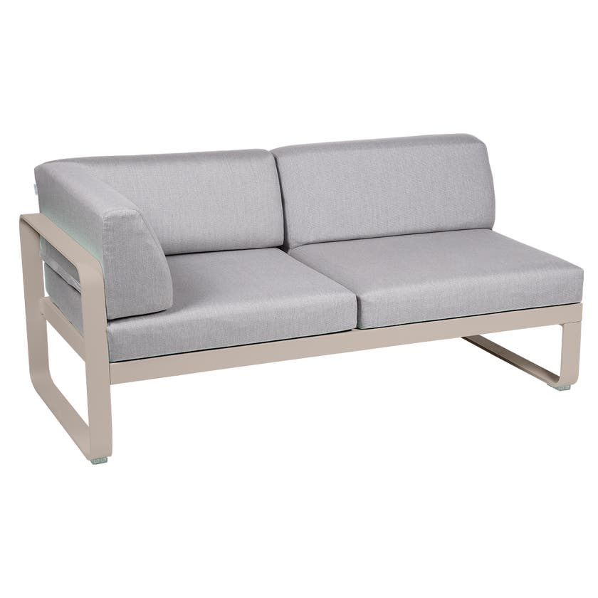Module d'angle gauche 2 places BELLEVIE de Fermob, Muscade, Coussin Gris flanelle Module d'angle gauche 2 places BELLEVIE de Fermob, Muscade, Coussin Gris flanelle