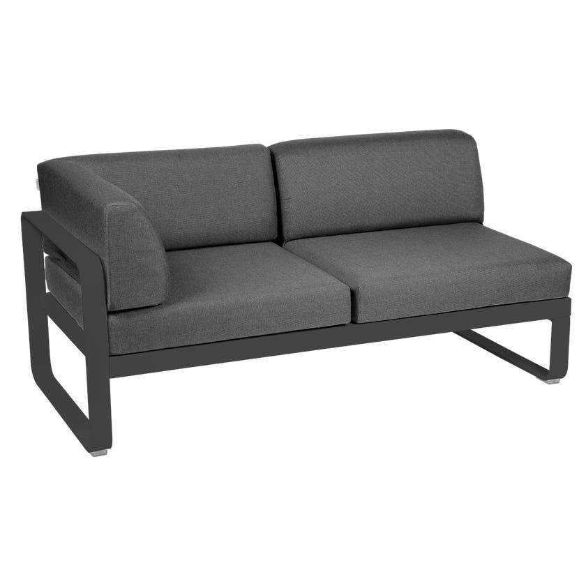 Module d'angle gauche 2 places BELLEVIE de Fermob, Carbone , coussin gris graphite Module d'angle gauche 2 places BELLEVIE de Fermob, Carbone , coussin gris graphite