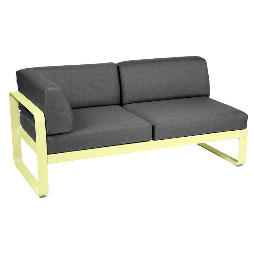 Module d'angle gauche 2 places BELLEVIE de Fermob, Citron givré, coussin gris graphite Module d'angle gauche 2 places BELLEVIE de Fermob, Citron givré, coussin gris graphite