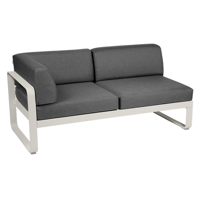 Module d'angle gauche 2 places BELLEVIE de Fermob, Gris argile, coussin gris graphite Module d'angle gauche 2 places BELLEVIE de Fermob, Gris argile, coussin gris graphite