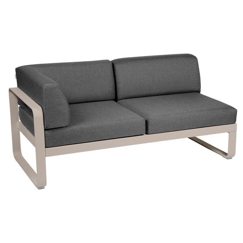 Module d'angle gauche 2 places BELLEVIE de Fermob, Muscade, coussin gris graphite Module d'angle gauche 2 places BELLEVIE de Fermob, Muscade, coussin gris graphite