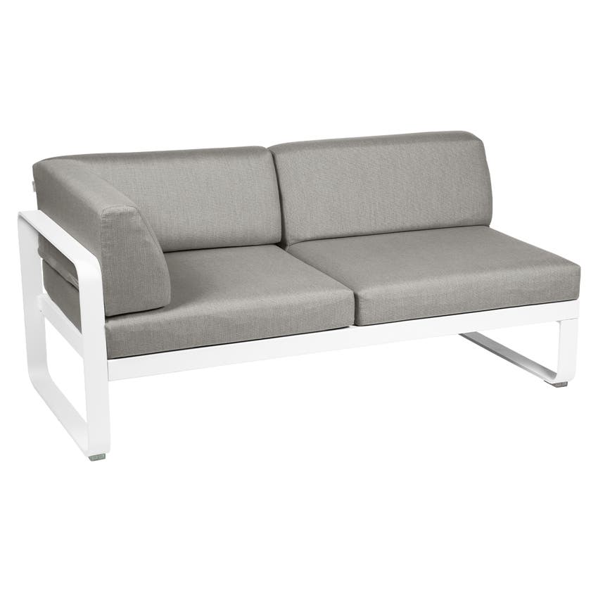 Module d'angle gauche 2 places BELLEVIE de Fermob, Blanc coton, Coussin Taupe grisé Module d'angle gauche 2 places BELLEVIE de Fermob, Blanc coton, Coussin Taupe grisé