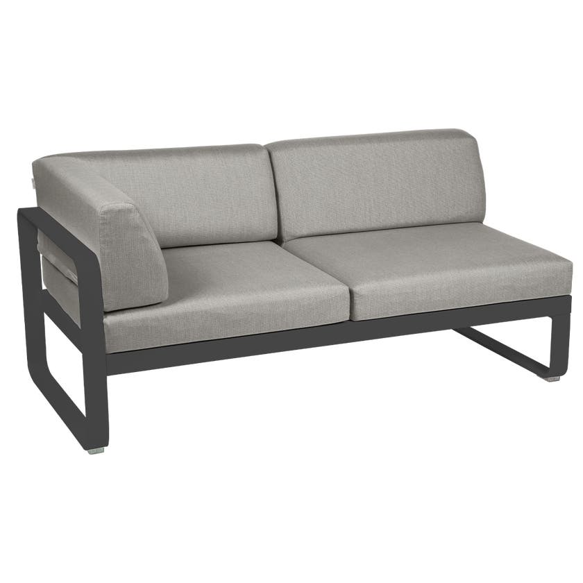 Module d'angle gauche 2 places BELLEVIE de Fermob, Carbone , Coussin Taupe grisé Module d'angle gauche 2 places BELLEVIE de Fermob, Carbone , Coussin Taupe grisé