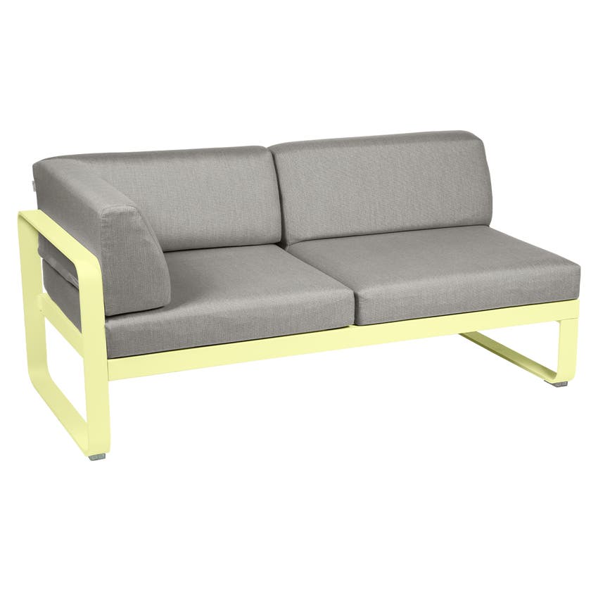 Module d'angle gauche 2 places BELLEVIE de Fermob, Citron givré, Coussin Taupe grisé Module d'angle gauche 2 places BELLEVIE de Fermob, Citron givré, Coussin Taupe grisé