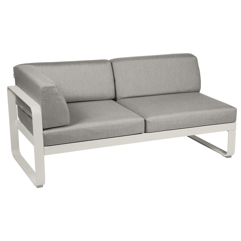Module d'angle gauche 2 places BELLEVIE de Fermob, Gris argile, Coussin Taupe grisé Module d'angle gauche 2 places BELLEVIE de Fermob, Gris argile, Coussin Taupe grisé