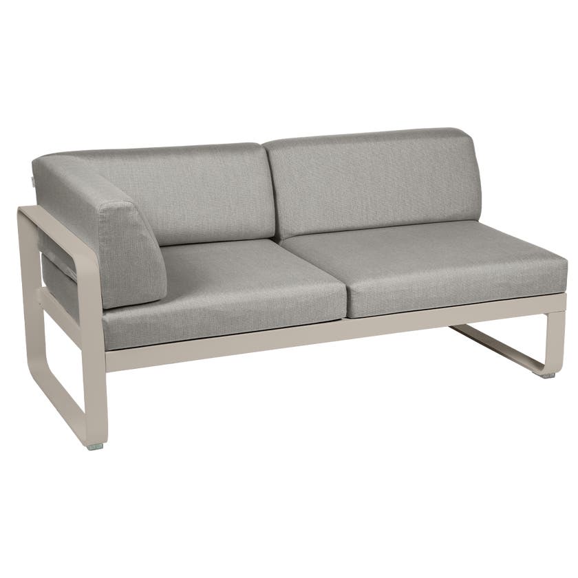 Module d'angle gauche 2 places BELLEVIE de Fermob, Muscade, Coussin Taupe grisé Module d'angle gauche 2 places BELLEVIE de Fermob, Muscade, Coussin Taupe grisé