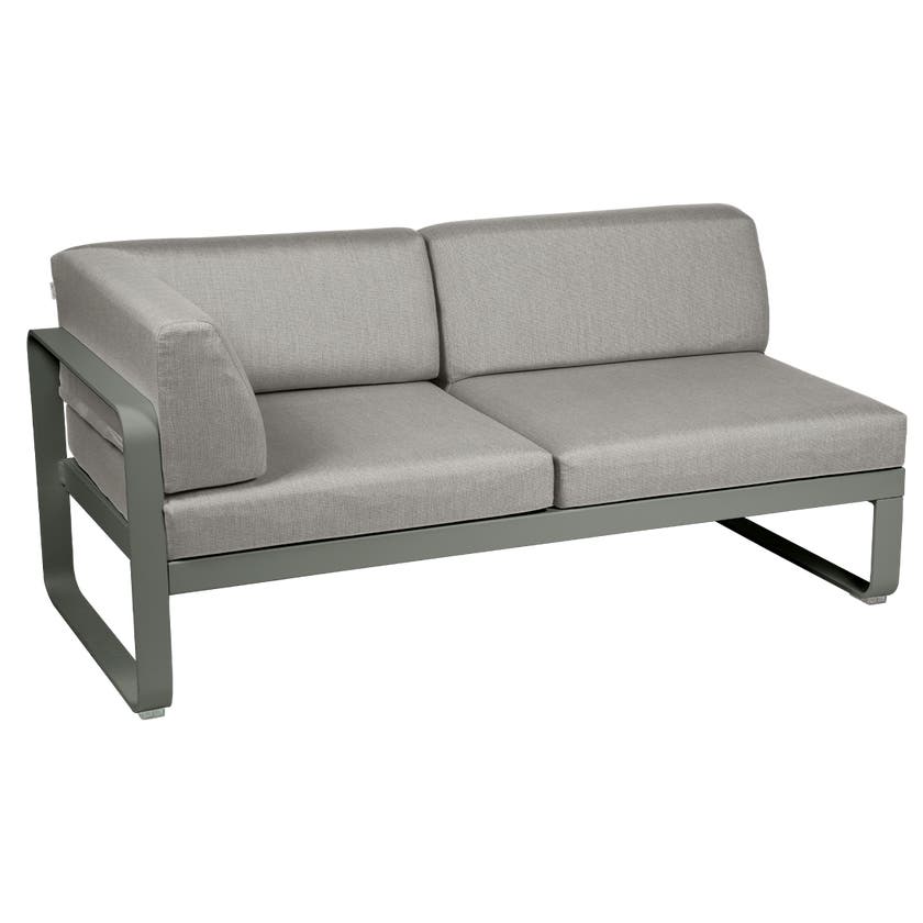 Module d'angle gauche 2 places BELLEVIE de Fermob, Romarin, Coussin Taupe grisé Module d'angle gauche 2 places BELLEVIE de Fermob, Romarin, Coussin Taupe grisé