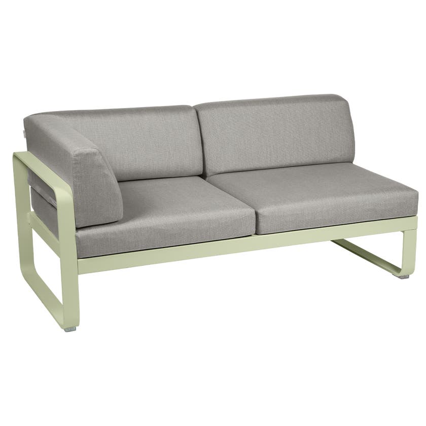 Module d'angle gauche 2 places BELLEVIE de Fermob, Tilleul, Coussin Taupe grisé Module d'angle gauche 2 places BELLEVIE de Fermob, Tilleul, Coussin Taupe grisé