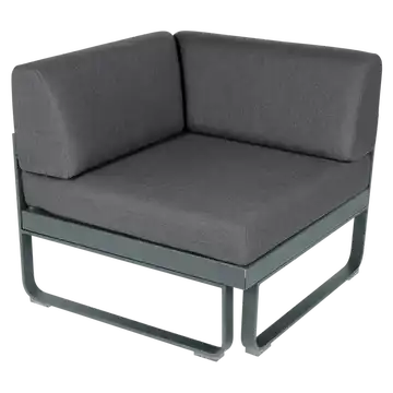 Module d'angle 1 place BELLEVIE, Gris orage, Coussin Gris graphite