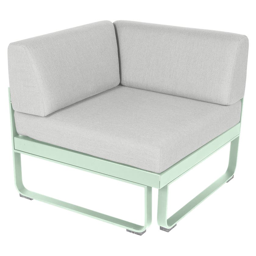 Module d'angle 1 place BELLEVIE de Fermob, Menthe glaciale, Coussin Blanc grisé Module d'angle 1 place BELLEVIE de Fermob, Menthe glaciale, Coussin Blanc grisé