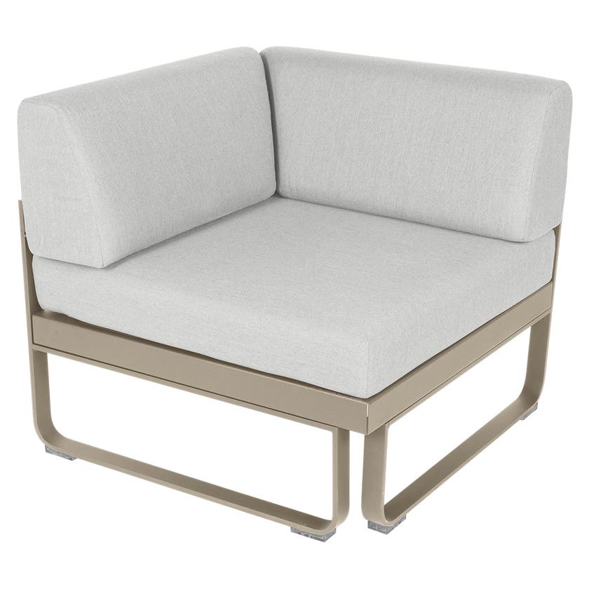Module d'angle 1 place BELLEVIE de Fermob, Muscade, coussin Blanc grisé Module d'angle 1 place BELLEVIE de Fermob, Muscade, coussin Blanc grisé