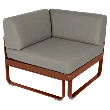 Module d'angle 1 place BELLEVIE, ocre rouge, Coussin Taupe grisé