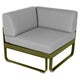 Module d'angle 1 place BELLEVIE, Pesto, Coussin Gris flanelle