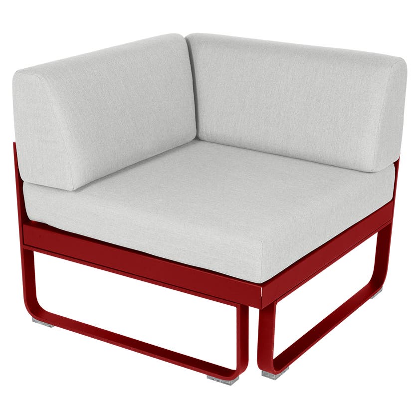 Module d'angle 1 place BELLEVIE de Fermob, Piment, Coussin Blanc grisé Module d'angle 1 place BELLEVIE de Fermob, Piment, Coussin Blanc grisé