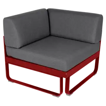 Module d'angle 1 place BELLEVIE, Piment, Coussin Gris graphite
