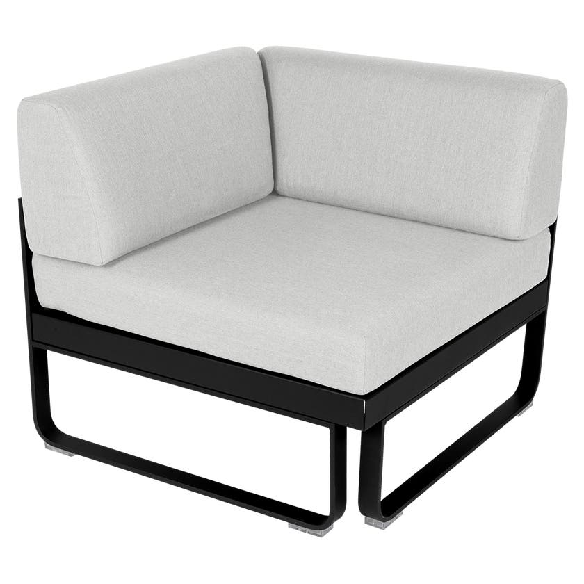 Module d'angle 1 place BELLEVIE de Fermob, Réglisse, Coussin Blanc grisé Module d'angle 1 place BELLEVIE de Fermob, Réglisse, Coussin Blanc grisé