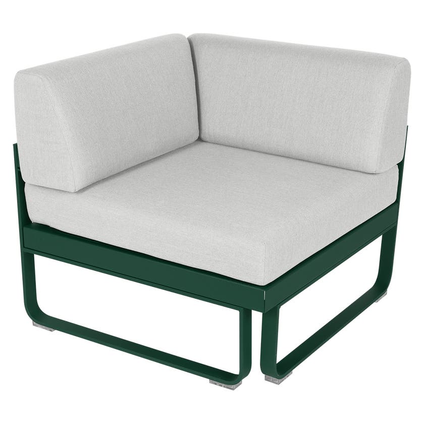 Module d'angle 1 place BELLEVIE de Fermob, Cèdre, Coussin Blanc grisé Module d'angle 1 place BELLEVIE de Fermob, Cèdre, Coussin Blanc grisé