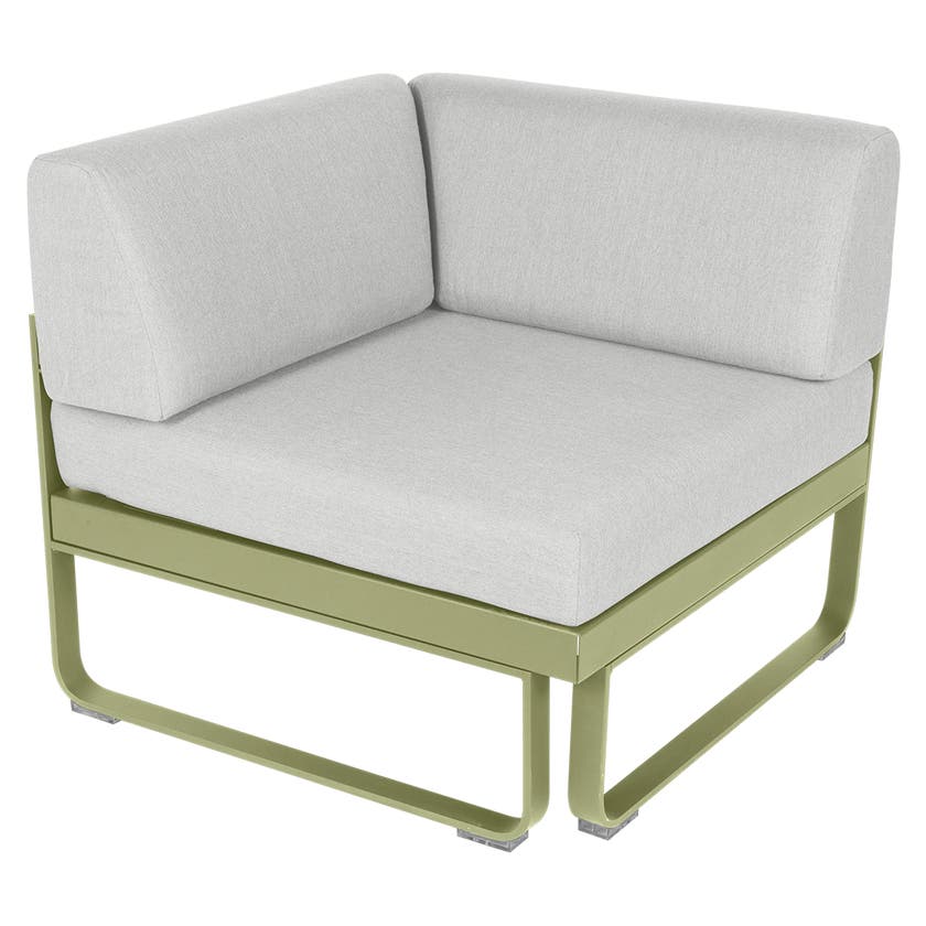 Module d'angle 1 place BELLEVIE de Fermob, Tilleul, Coussin Blanc grisé Module d'angle 1 place BELLEVIE de Fermob, Tilleul, Coussin Blanc grisé