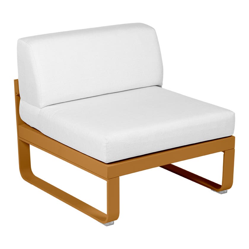 Module central BELLEVIE de Fermob, 1 place, Pain d'épices, Coussin Blanc grisé Module central BELLEVIE de Fermob, 1 place, Pain d'épices, Coussin Blanc grisé