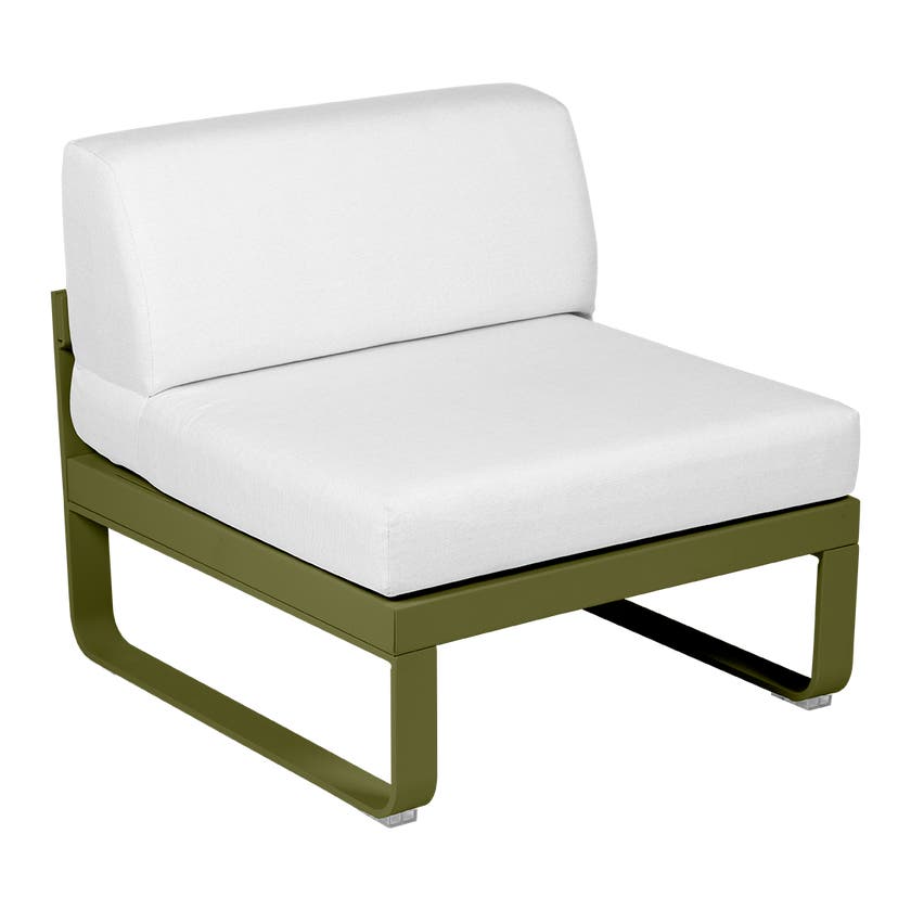 Pouf BELLEVIE de Fermob, Coussin Blanc grisé, Pesto Pouf BELLEVIE de Fermob, Coussin Blanc grisé, Pesto