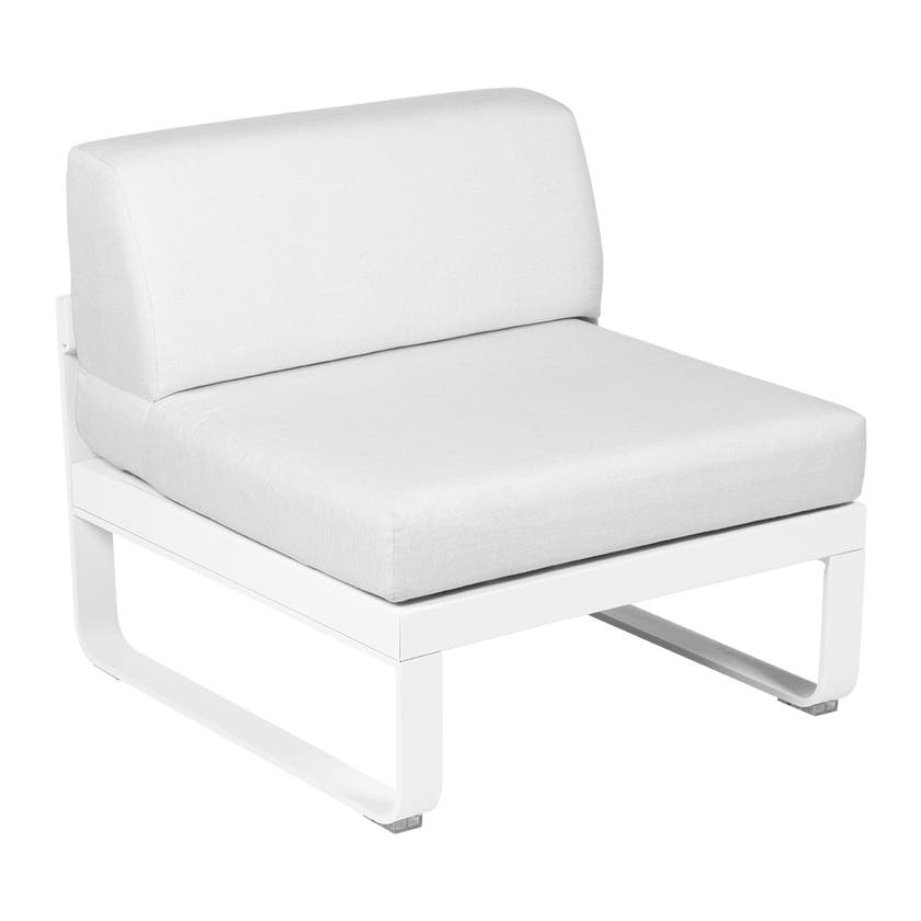 Module central BELLEVIE de Fermob, 1 place, Blanc coton, Coussin Blanc grisé Module central BELLEVIE de Fermob, 1 place, Blanc coton, Coussin Blanc grisé