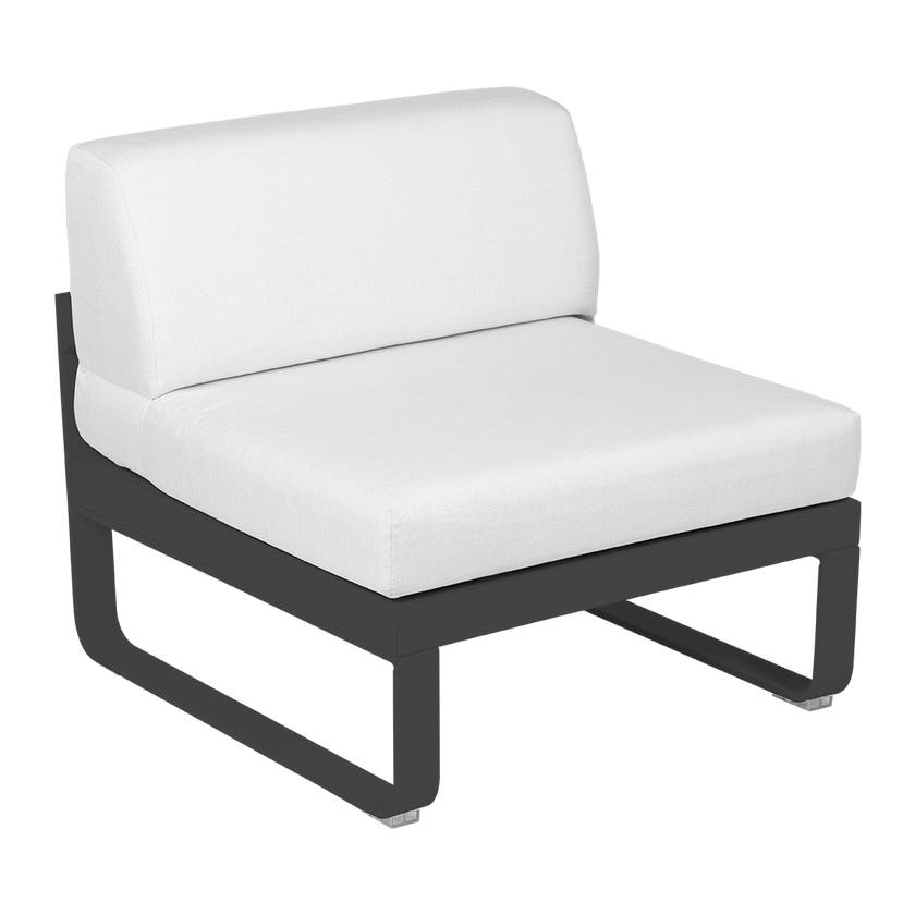Module central BELLEVIE de Fermob, 1 place, Carbone , Coussin Blanc grisé Module central BELLEVIE de Fermob, 1 place, Carbone , Coussin Blanc grisé