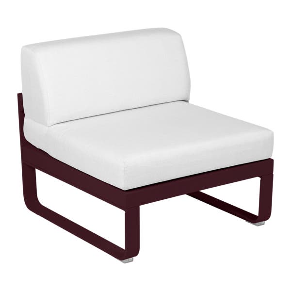Module central BELLEVIE de Fermob, 1 place, Cerise noire, Coussin Blanc grisé Module central BELLEVIE de Fermob, 1 place, Cerise noire, Coussin Blanc grisé