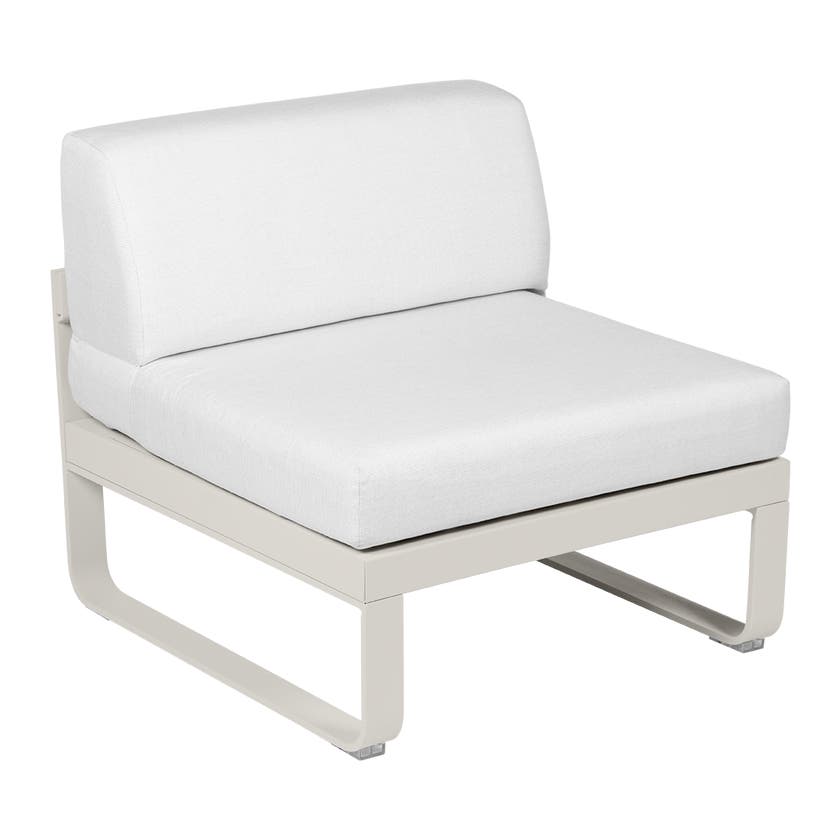 Module central BELLEVIE de Fermob, 1 place, Gris argile, Coussin Blanc grisé Module central BELLEVIE de Fermob, 1 place, Gris argile, Coussin Blanc grisé