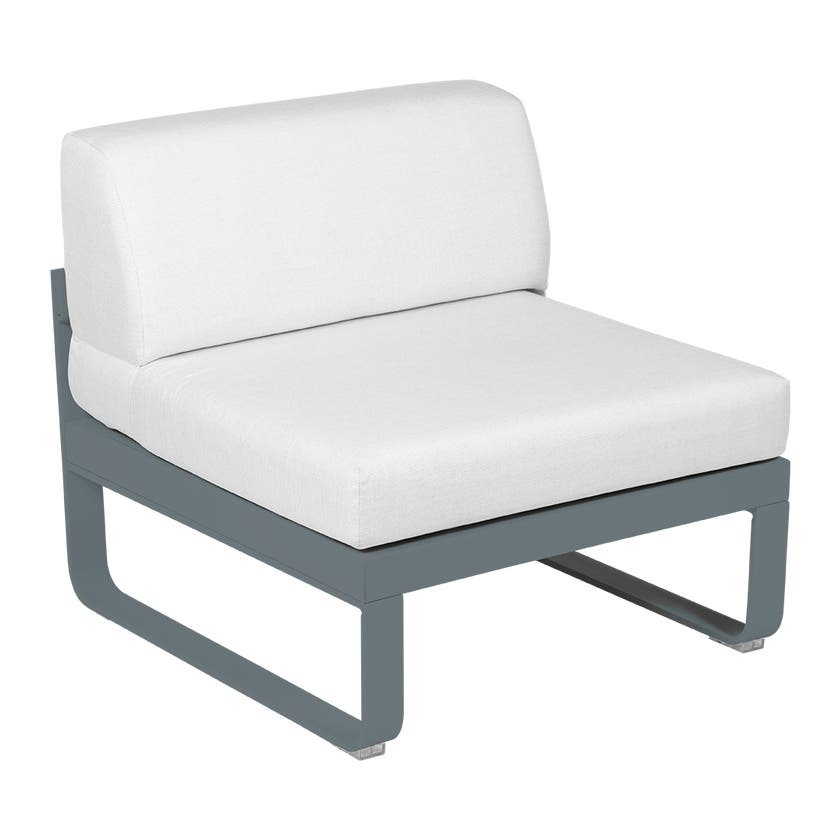 Module central BELLEVIE de Fermob, 1 place, Gris orage, Coussin Blanc grisé Module central BELLEVIE de Fermob, 1 place, Gris orage, Coussin Blanc grisé