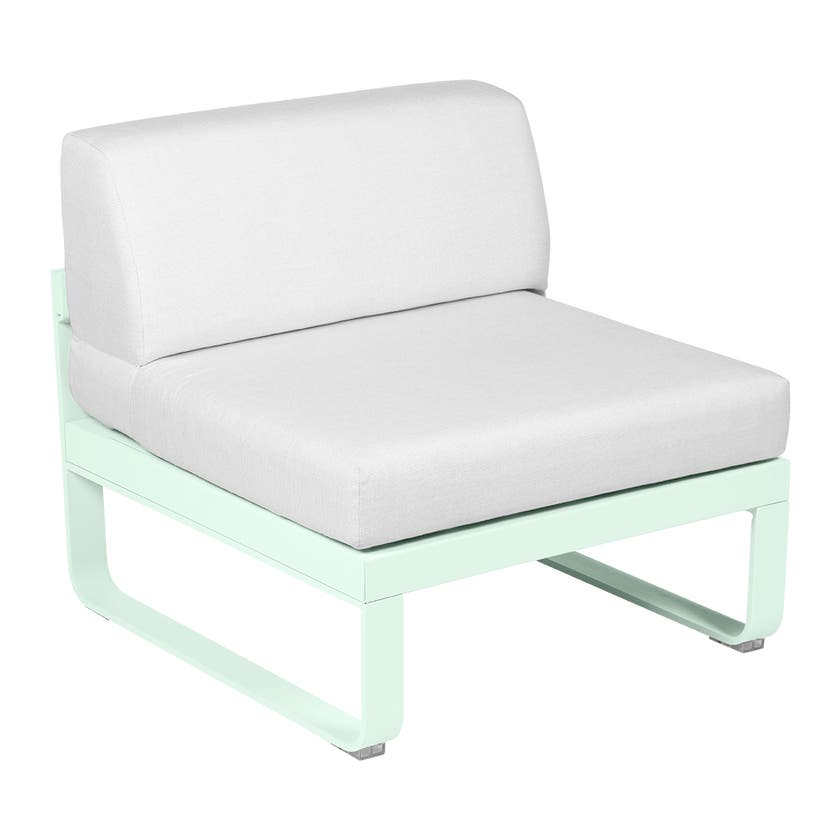 Module central BELLEVIE de Fermob, 1 place, Menthe glaciale, Coussin Blanc grisé Module central BELLEVIE de Fermob, 1 place, Menthe glaciale, Coussin Blanc grisé