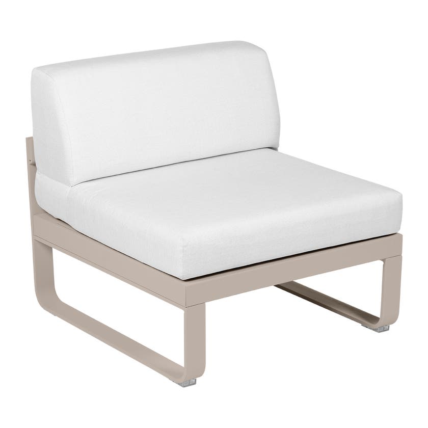 Module central BELLEVIE de Fermob, 1 place, Muscade, Coussin Blanc grisé Module central BELLEVIE de Fermob, 1 place, Muscade, Coussin Blanc grisé