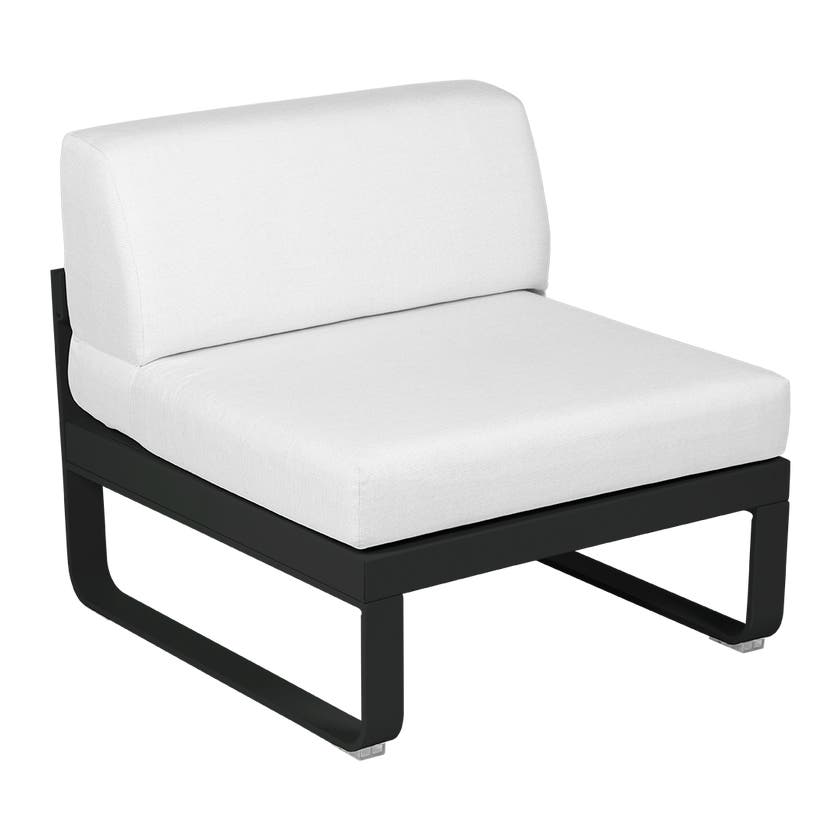 Module central BELLEVIE de Fermob, 1 place, Réglisse, Coussin Blanc grisé Module central BELLEVIE de Fermob, 1 place, Réglisse, Coussin Blanc grisé