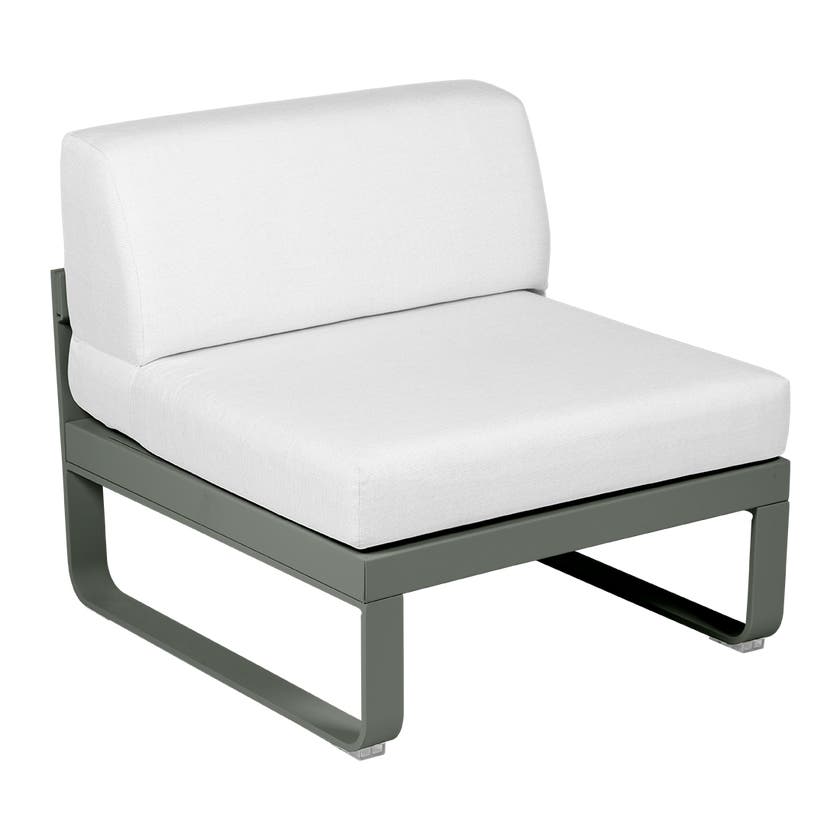 Module central BELLEVIE de Fermob, 1 place, Romarin, Coussin Blanc grisé Module central BELLEVIE de Fermob, 1 place, Romarin, Coussin Blanc grisé