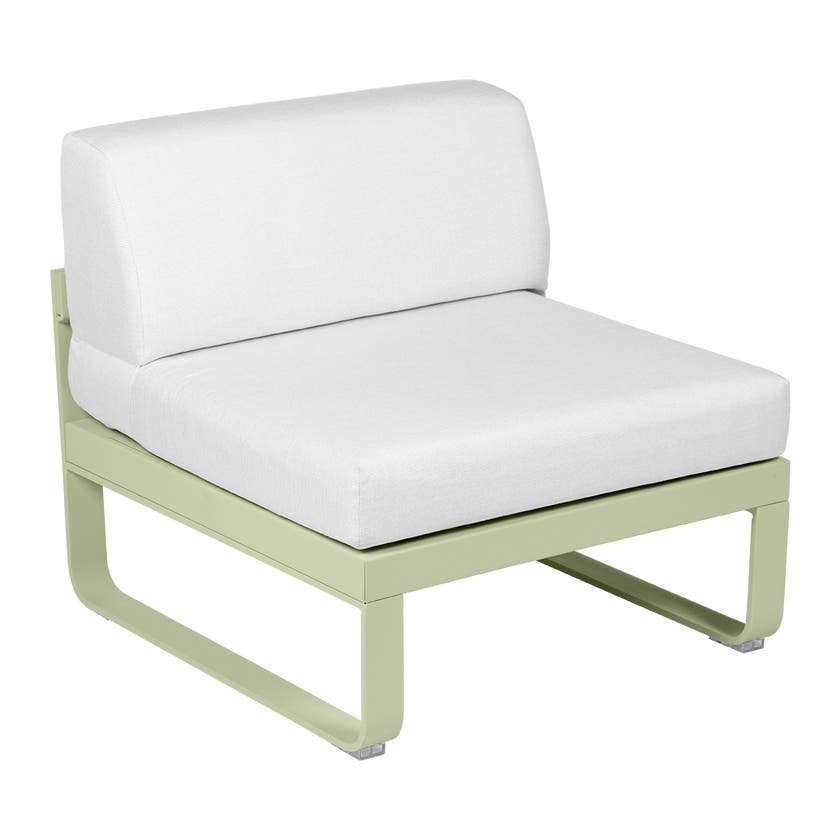Module central BELLEVIE de Fermob, 1 place, Tilleul, Coussin Blanc grisé Module central BELLEVIE de Fermob, 1 place, Tilleul, Coussin Blanc grisé