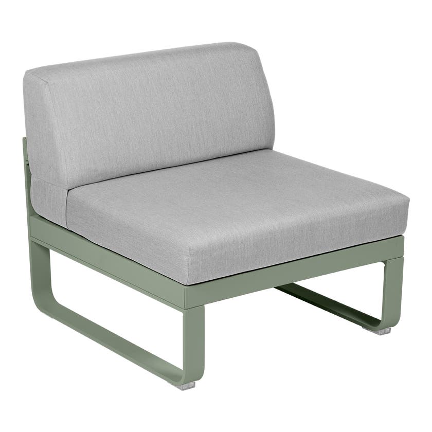 Module central BELLEVIE de Fermob, 1 place, Cactus, Coussin Gris flanelle Module central BELLEVIE de Fermob, 1 place, Cactus, Coussin Gris flanelle